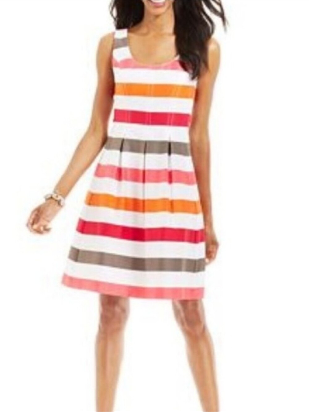NWOT Nine West Fit And Flare Striped Dress W/pockets Weddings And More Sz M